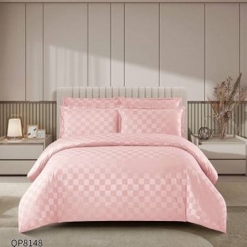 Lenjerie cu elastic 180x200cm, Damasc, Cubic V16 Roz (Finet)