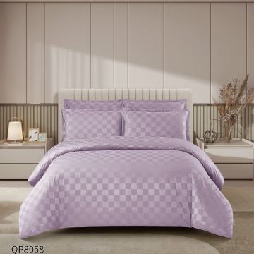 Lenjerie cu elastic 180x200cm, Damasc, Cubic V3 Mov (Finet)