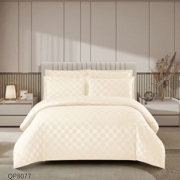 Lenjerie cu elastic 180x200cm, Damasc, Cubic V5 Ecru (Finet)