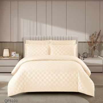 Lenjerie cu elastic 180x200cm, Damasc, Cubic V9 Crem (Finet)