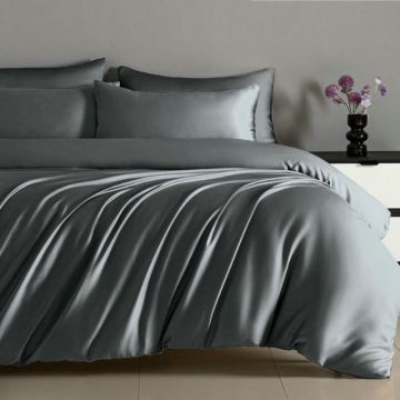 Lenjerie cu elastic 180x200cm, Smooth V12 Dark Grey