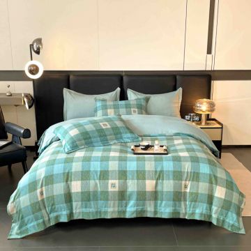 Lenjerie De Lux In Cutie Cadou, Bumbac Finet, 6 Piese - Carouri Verzi