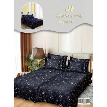 Lenjerie de Pat, 7 Piese, Bumbac Satinat Superior, cu 2 Pilote - Astrologie