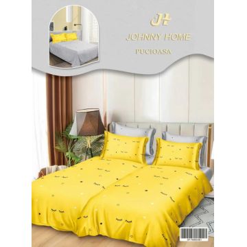 Lenjerie de Pat, 7 Piese, Bumbac Satinat Superior, cu 2 Pilote - Gene