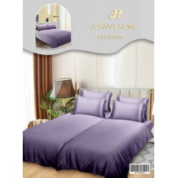 Lenjerie de Pat, 7 Piese, Bumbac Satinat Superior, cu 2 Pilote - Mov Degrade