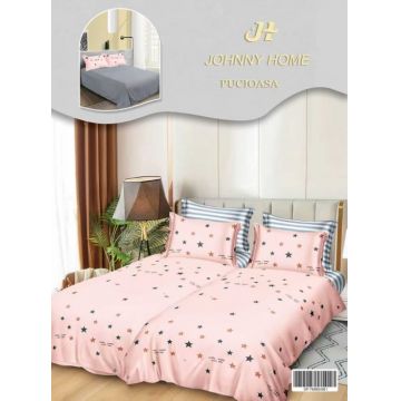 Lenjerie de Pat, 7 Piese, Bumbac Satinat Superior, cu 2 Pilote - Stelute