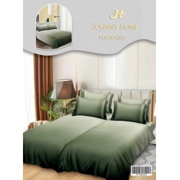 Lenjerie de Pat, 7 Piese, Bumbac Satinat Superior, cu 2 Pilote - Verde Degrade