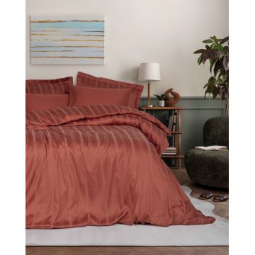 Lenjerie de pat dublu, Bambus Model Bamboo Stripe Tile Red