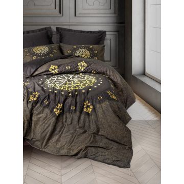 Lenjerie de pat dublu, Bumbac 100% Satinat Model Togay Anthracite