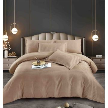 Lenjerie pat dublu 100% Damasc PREMIUM, 6 Piese, cu elastic