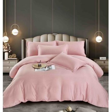 Lenjerie pat dublu 100% Damasc PREMIUM, 6 Piese, cu elastic