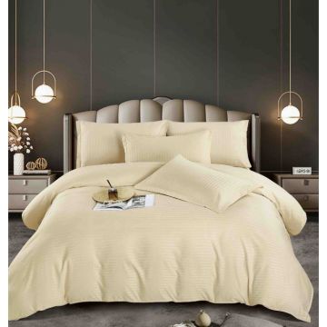 Lenjerie pat dublu 100% Damasc PREMIUM, 6 Piese, cu elastic