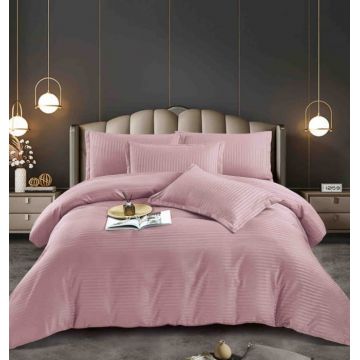 Lenjerie pat dublu 100% Damasc PREMIUM, 6 Piese, cu elastic