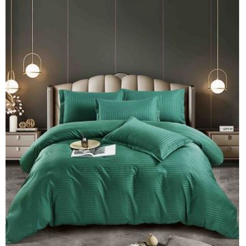 Lenjerie pat dublu 100% Damasc PREMIUM, 6 Piese, cu elastic