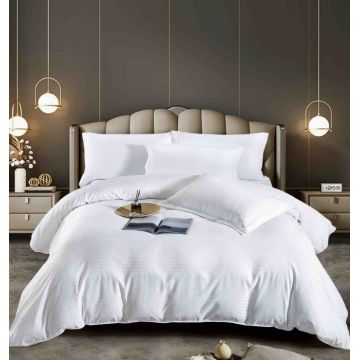 Lenjerie pat dublu 100% Damasc PREMIUM, 6 Piese, fara elastic