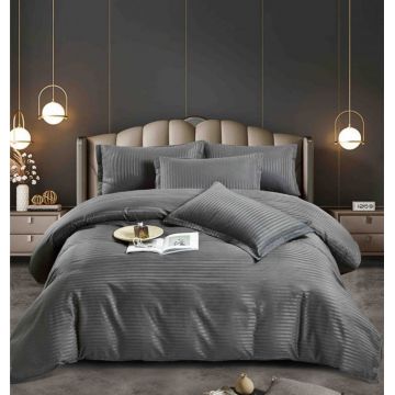 Lenjerie pat dublu 100% Damasc PREMIUM, 6 Piese, fara elastic