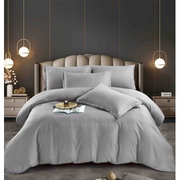 Lenjerie pat dublu 100% Damasc PREMIUM, 6 Piese, fara elastic