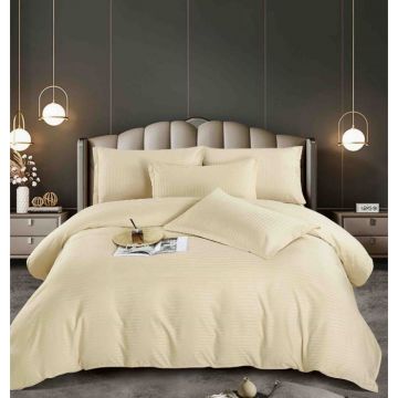 Lenjerie pat dublu 100% Damasc PREMIUM, 6 Piese, fara elastic