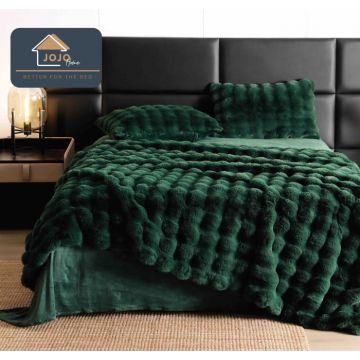 Lenjerie Pat Dublu 6 Piese, Super Pufoasa, din Blanita Artificiala de Iepure