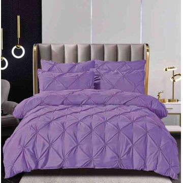 Lenjerie Pat Dublu Brodata cu Pliuri ,   6 Piese, Bumbac Finet, Cearceaf Elastic