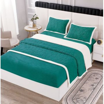 Lenjerie Pat Dublu Cocolino 4 Piese, cu Elastic, din Blanita Tricotata