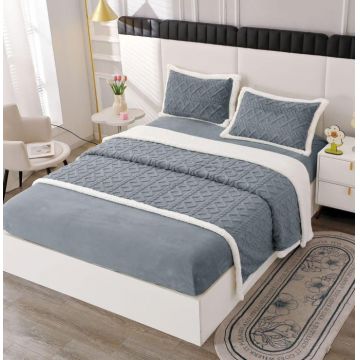 Lenjerie Pat Dublu Cocolino 4 Piese, cu Elastic, din Blanita Tricotata