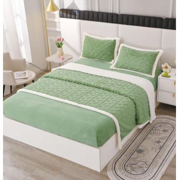 Lenjerie Pat Dublu Cocolino 4 Piese, cu Elastic, din Blanita Tricotata