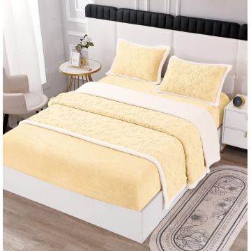 Lenjerie Pat Dublu Cocolino 4 Piese, cu Elastic, din Blanita Tricotata