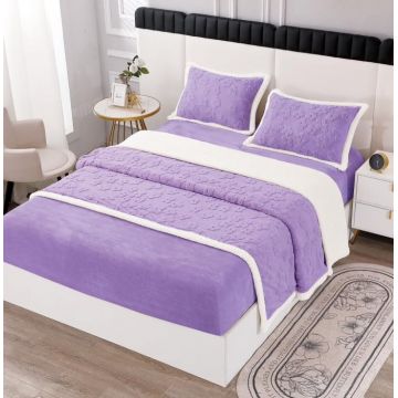 Lenjerie Pat Dublu Cocolino 4 Piese, cu Elastic, din Blanita Tricotata