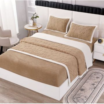 Lenjerie Pat Dublu Cocolino 4 Piese, cu Elastic, din Blanita Tricotata