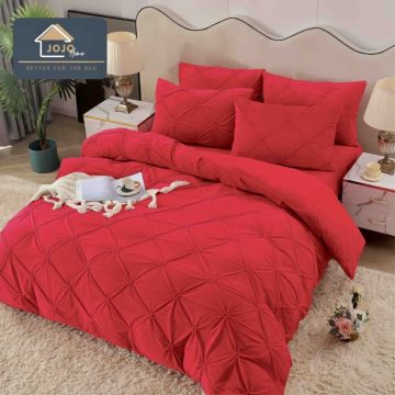 Lenjerie pat dublu cu elastic din catifea, 4 piese, pliuri brodate