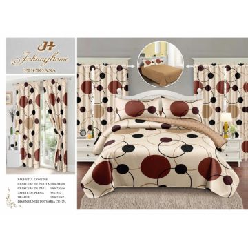 Lenjerie Pat Single, FINET, 6 piese, cu 2 DRAPERII INCLUSE - Buline