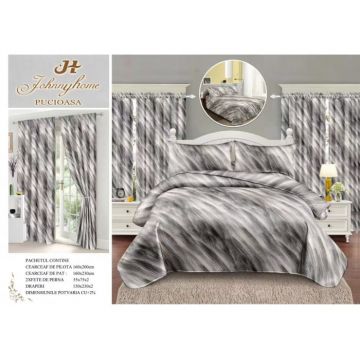 Lenjerie Pat Single, FINET, 6 piese, cu 2 DRAPERII INCLUSE - Modern