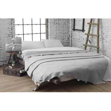 Patura pentru Pat 1 Persoana Model Pom Pom Grey