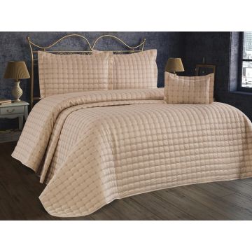 Set Cuvertura Pat Dublu Model Yıldız Cappucino