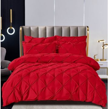 Set Lenjerie Pat 2 Persoane Bumbac Finet Uni cu Pliuri, 6 Piese, Fara Elastic