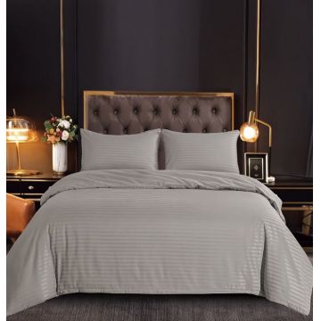 Set Lenjerie Pat Dublu, 4 Piese, Bumbac Damasc, Fara Elastic