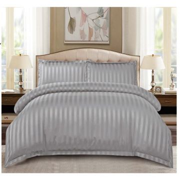 Set Lenjerie Pat Dublu, 4 Piese, Bumbac Damasc Finetat, cu Elastic