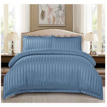 Set Lenjerie Pat Dublu, 4 Piese, Bumbac Damasc Finetat, cu Elastic