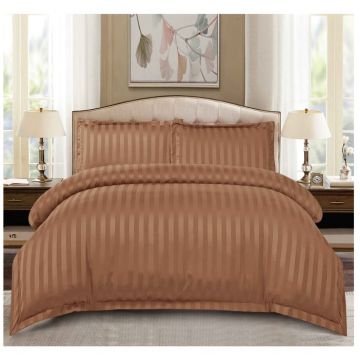 Set Lenjerie Pat Dublu, 4 Piese, Bumbac Damasc Finetat, cu Elastic