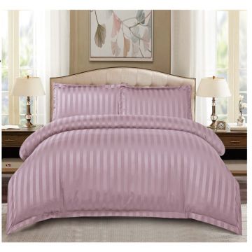 Set Lenjerie Pat Dublu, 4 Piese, Bumbac Damasc Finetat, cu Elastic