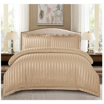 Set Lenjerie Pat Dublu, 4 Piese, Bumbac Damasc Finetat, cu Elastic