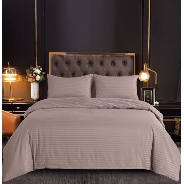 Set Lenjerie Pat Dublu, 6 Piese, Bumbac Damasc, cu Elastic