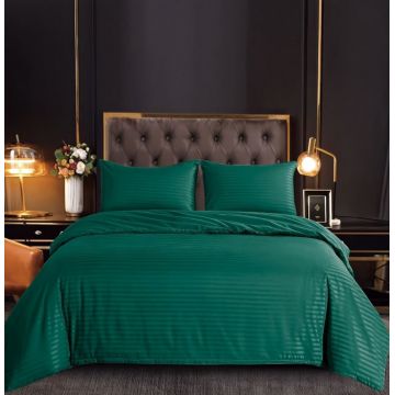 Set Lenjerie Pat Dublu, 6 Piese, Bumbac Damasc, cu Elastic