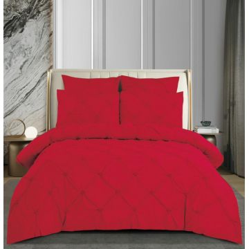 Set Lenjerie Pat Dublu 6 Piese din Finet cu Pliuri si Cearsaf cu Elastic