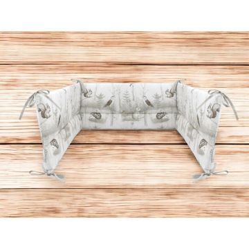 Aparatoare pentru patut MimiNu din bumbac 180x30 cm Design Woodland