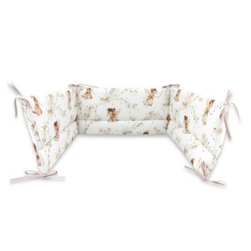 Aparatoare pentru patut, MimiNu, Din bumbac certificat Oeko Tex Standard 100, 180x30 cm, Cu panglici, Fairy