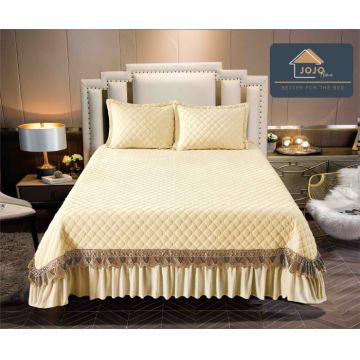 Cuvertura Pat 2 Persoane Catifea de Lux ,   Set 3 Piese Elegante