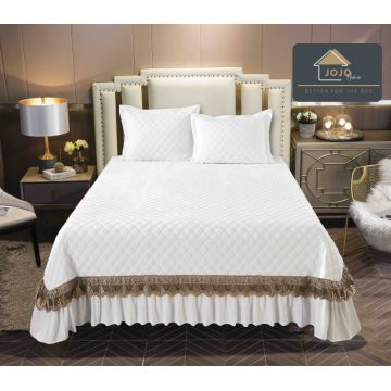 Cuvertura Pat 2 Persoane Catifea de Lux ,   Set 3 Piese Elegante