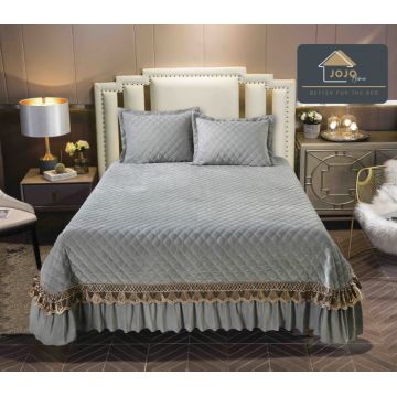 Cuvertura Pat 2 Persoane Catifea de Lux ,   Set 3 Piese Elegante